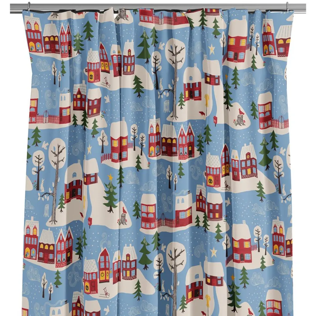 Julgardiner|Julgardiner<Arvidssons textil Vintertid ljusblå gardiner