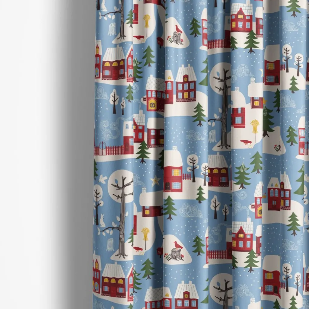Julgardiner|Julgardiner<Arvidssons textil Vintertid ljusblå gardiner