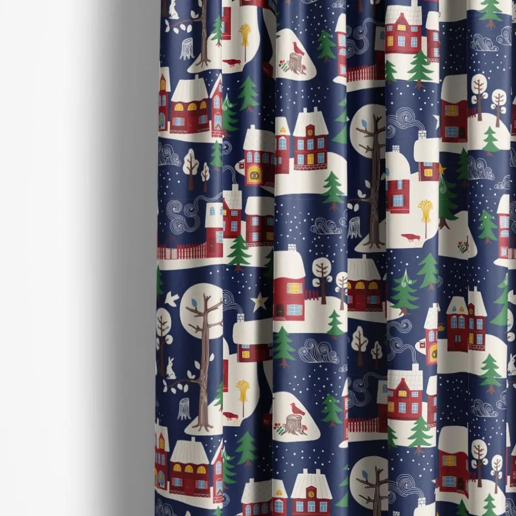 Julgardiner|Julgardiner<Arvidssons textil Vintertid mörkblå gardiner
