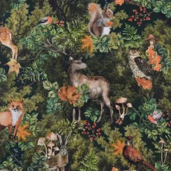 Gardintyger Mönstrade|Jultyger< Woodland creatures tyg