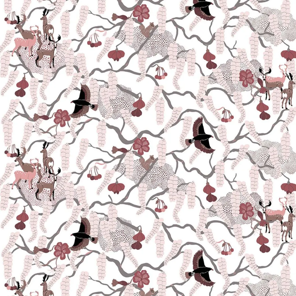 Gardintyger Mönstrade|Rea Gardintyger<Arvidssons textil Yggdrasil rosa tyg